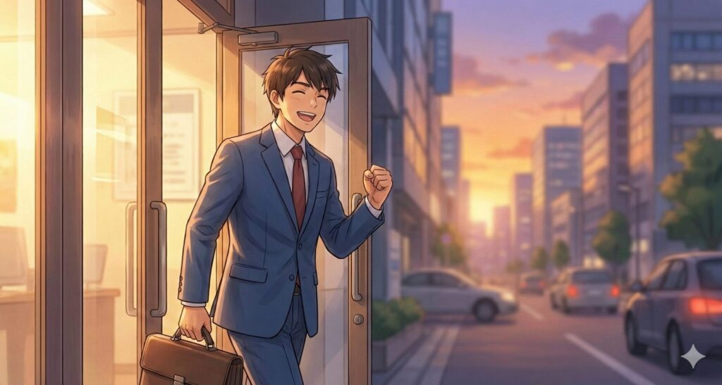 Geminiを活用して定時退社するビジネスマン